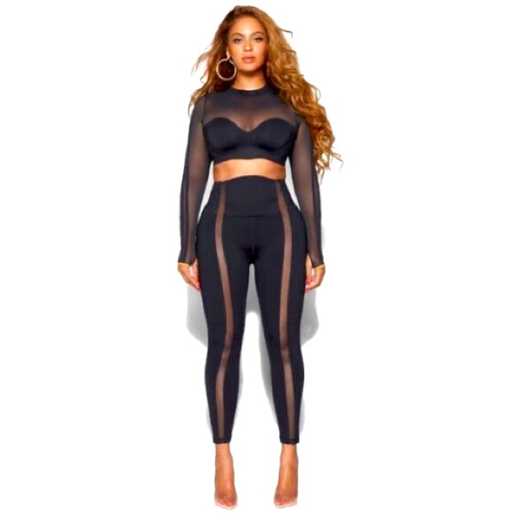 Adidas x Ivy Park Mesh Panel Tights, Black Pack Size Small